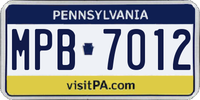 PA license plate MPB7012