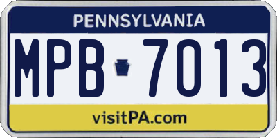 PA license plate MPB7013