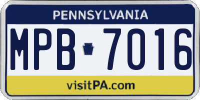 PA license plate MPB7016