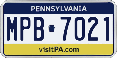PA license plate MPB7021