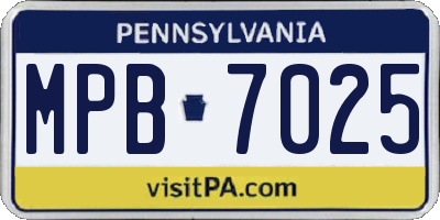 PA license plate MPB7025