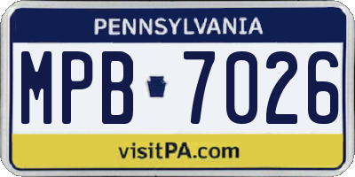 PA license plate MPB7026