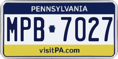 PA license plate MPB7027