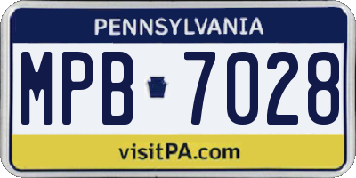 PA license plate MPB7028