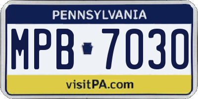 PA license plate MPB7030