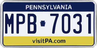 PA license plate MPB7031