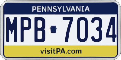PA license plate MPB7034