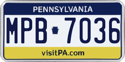 PA license plate MPB7036