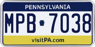 PA license plate MPB7038