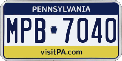 PA license plate MPB7040