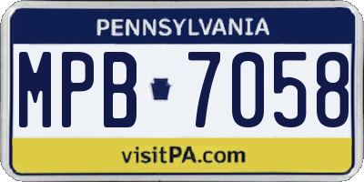 PA license plate MPB7058