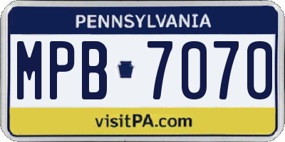 PA license plate MPB7070