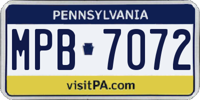 PA license plate MPB7072