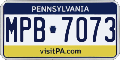 PA license plate MPB7073