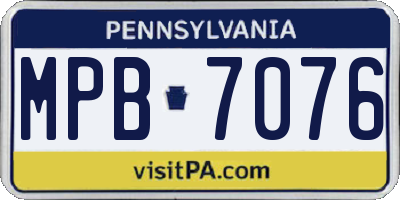 PA license plate MPB7076