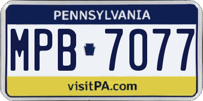 PA license plate MPB7077