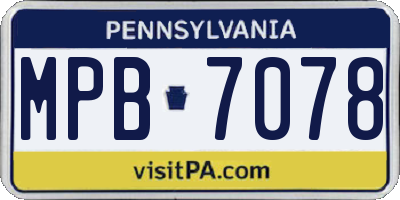 PA license plate MPB7078