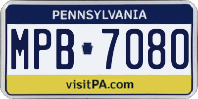 PA license plate MPB7080