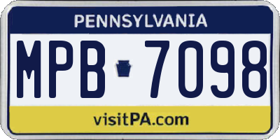 PA license plate MPB7098