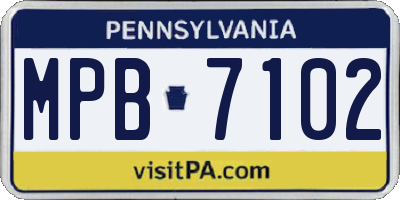 PA license plate MPB7102