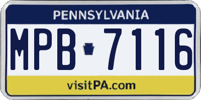 PA license plate MPB7116