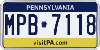 PA license plate MPB7118