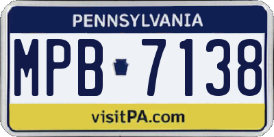 PA license plate MPB7138