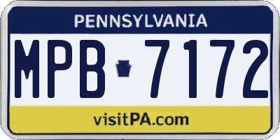 PA license plate MPB7172