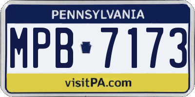 PA license plate MPB7173
