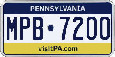 PA license plate MPB7200