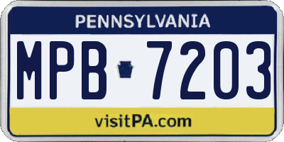 PA license plate MPB7203