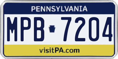 PA license plate MPB7204