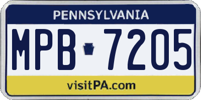 PA license plate MPB7205