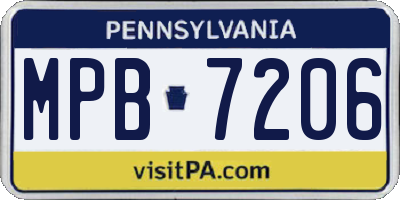 PA license plate MPB7206