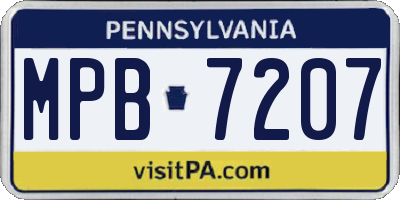 PA license plate MPB7207