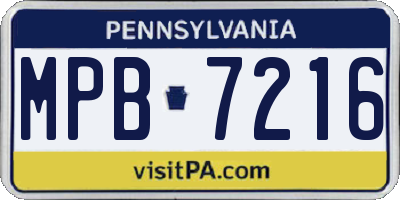 PA license plate MPB7216