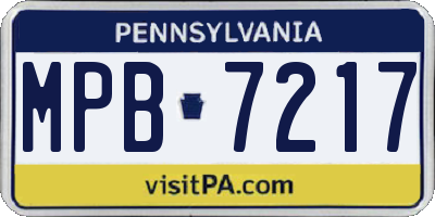 PA license plate MPB7217