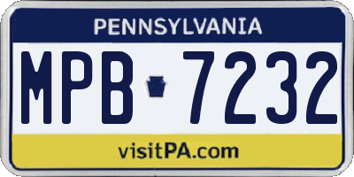 PA license plate MPB7232