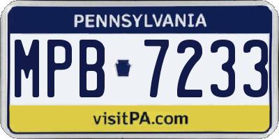 PA license plate MPB7233