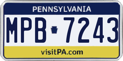PA license plate MPB7243