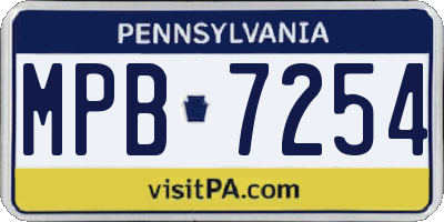 PA license plate MPB7254