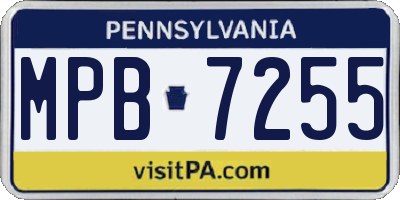 PA license plate MPB7255