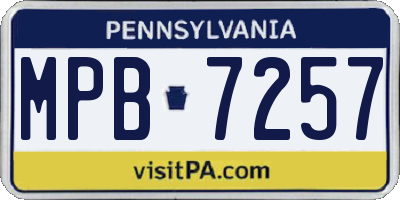 PA license plate MPB7257