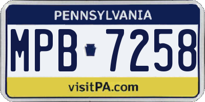 PA license plate MPB7258