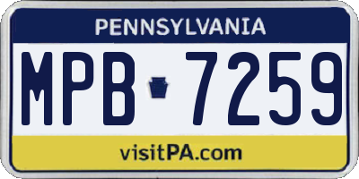 PA license plate MPB7259