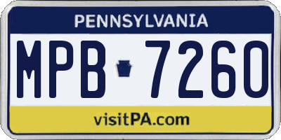 PA license plate MPB7260