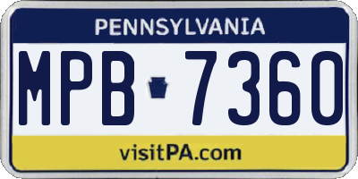 PA license plate MPB7360