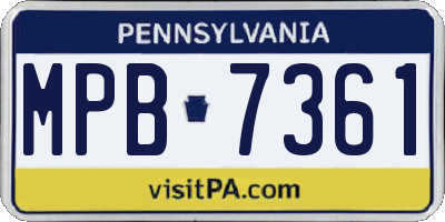 PA license plate MPB7361