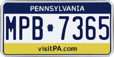 PA license plate MPB7365