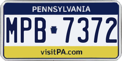 PA license plate MPB7372